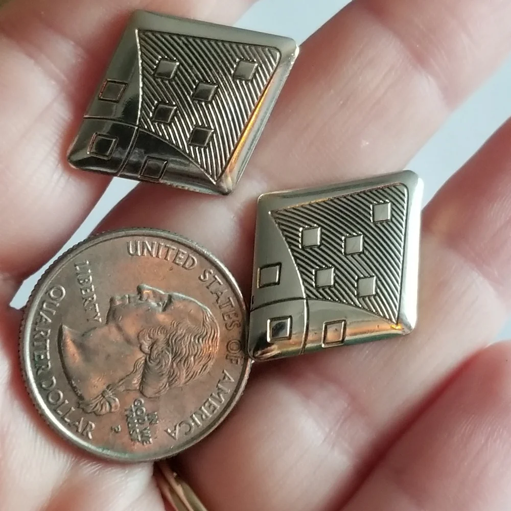 Vintage Diamond shaped cufflinks gold tone cuff links texture